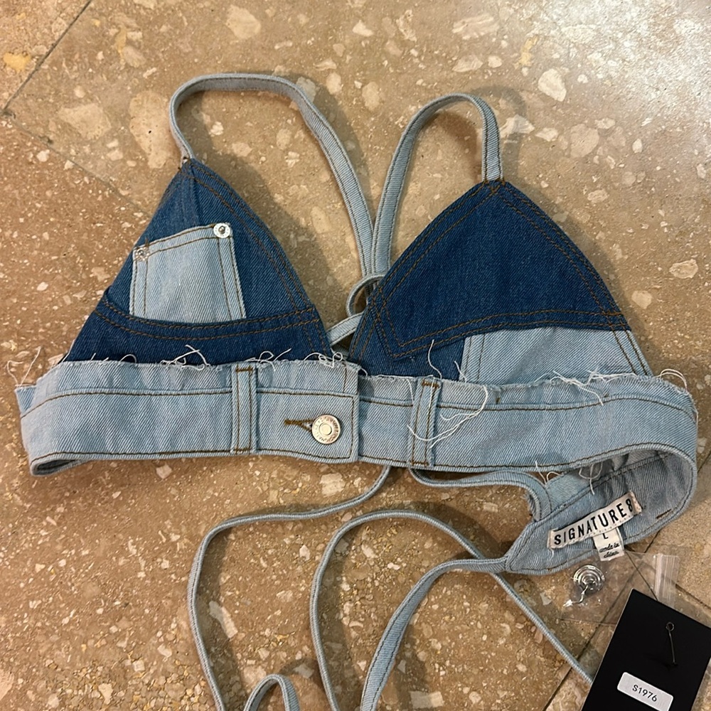 denim bra top